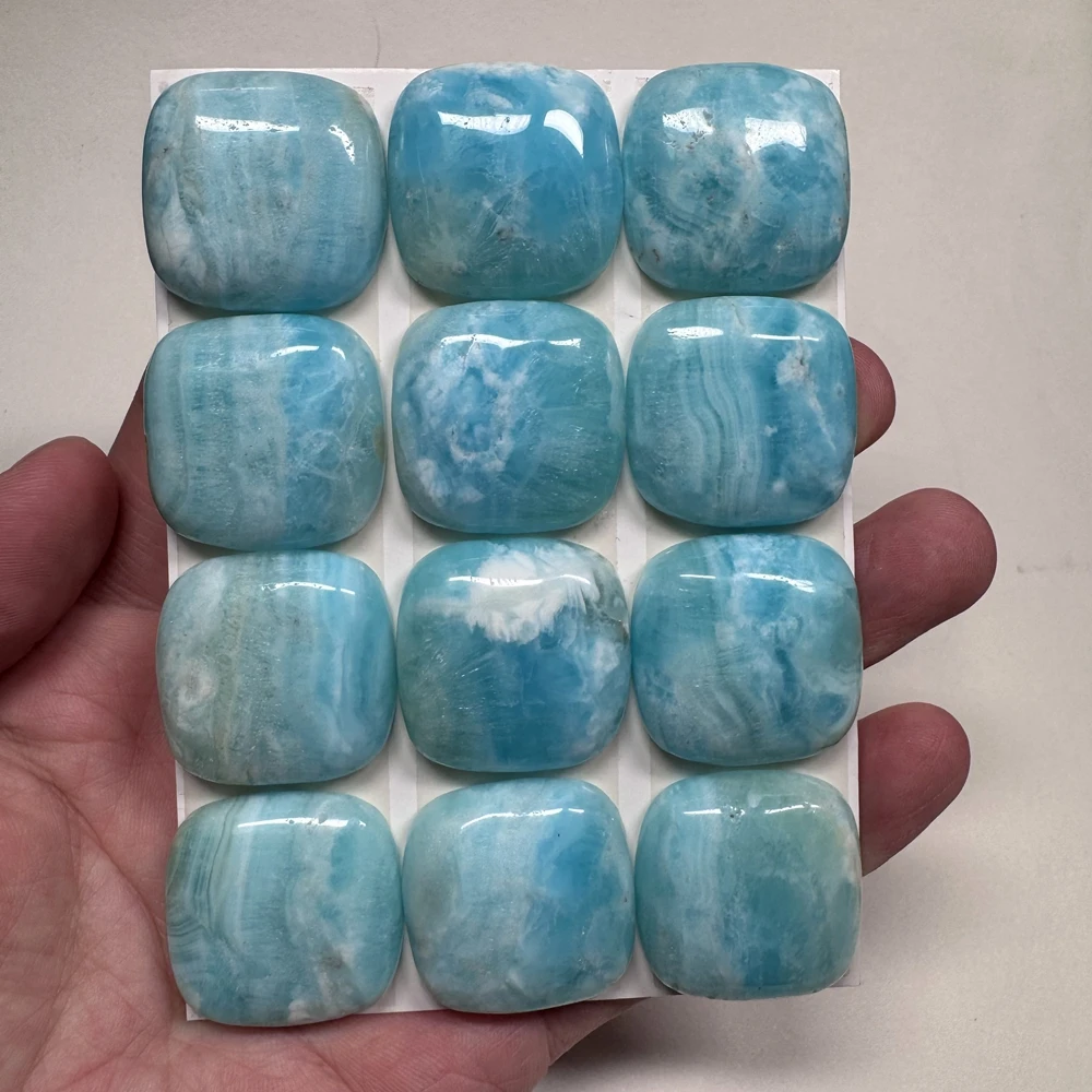 Wholesale 2pcs/pack Genuine China Larimar Gemstone Cabochon Beads 27mm Square Ring Face For Jewelry Making