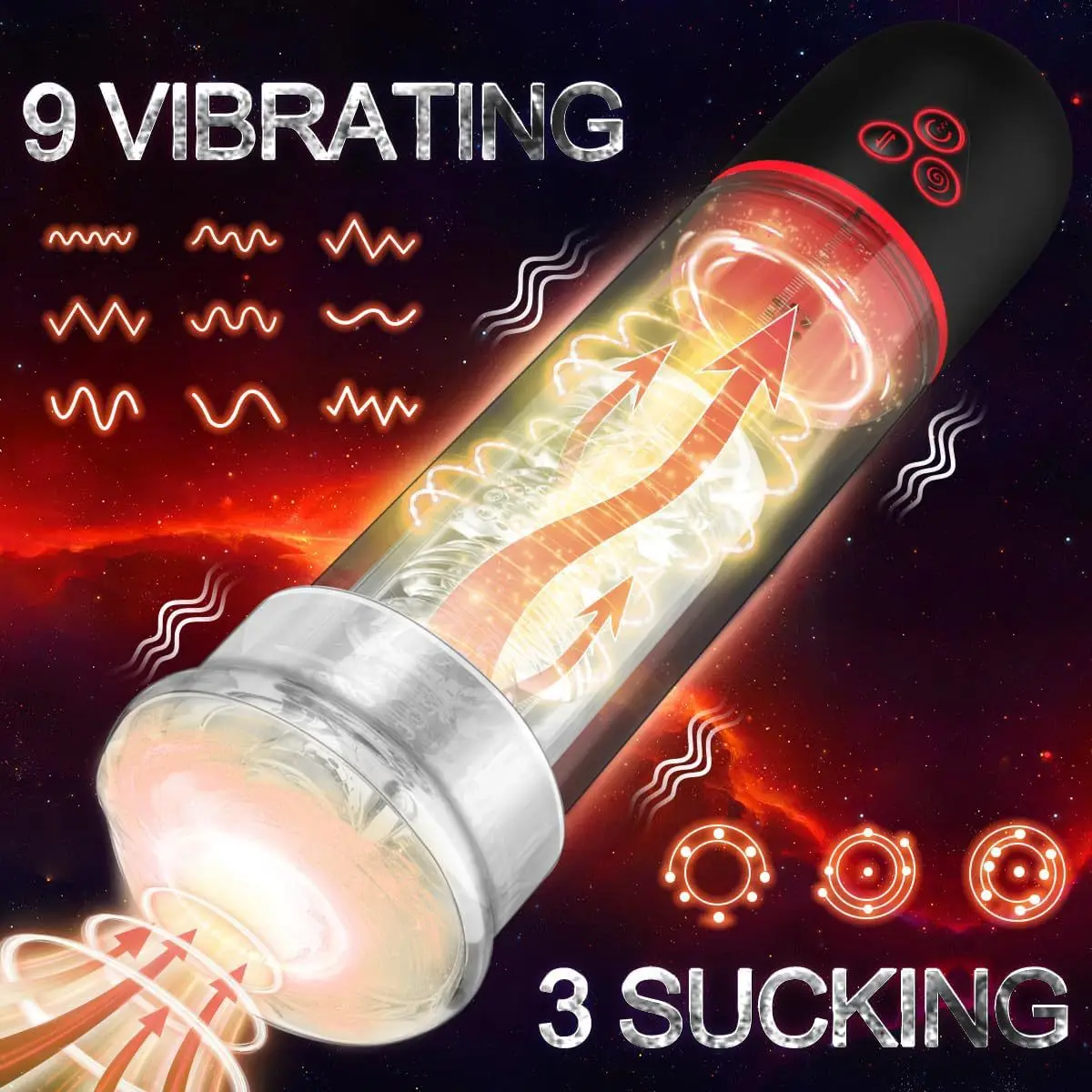 Male Masturbator Cup with Suction - Fully Automatic Transparent Electric Masturbator Cup Penis Pump Oral Sex Trainer Adult Male