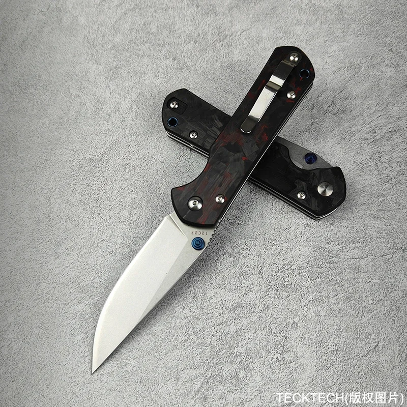 TECKETCH MADE Chris Reeve Folding Blade Knife 12C27 Steel Carbon Fiber Foldable Pocket Jack Knife EDC Self Defense Jackknife