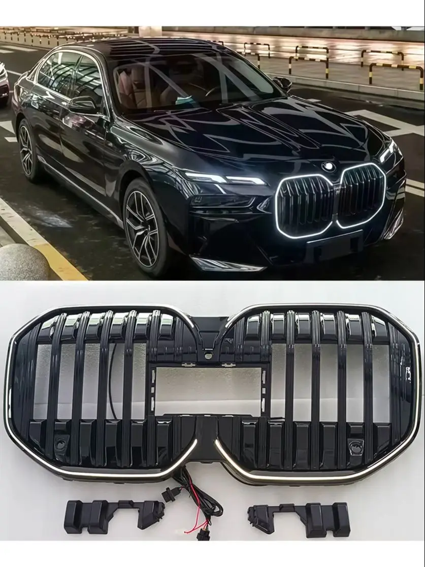 Auto styling Racing Grill Voor BMW 7 Serie G70 i7 735i 735Li 740i 740Li 760i 740d LED Grille Bumper Bovenste Radiator Grille - afbeelding 2
