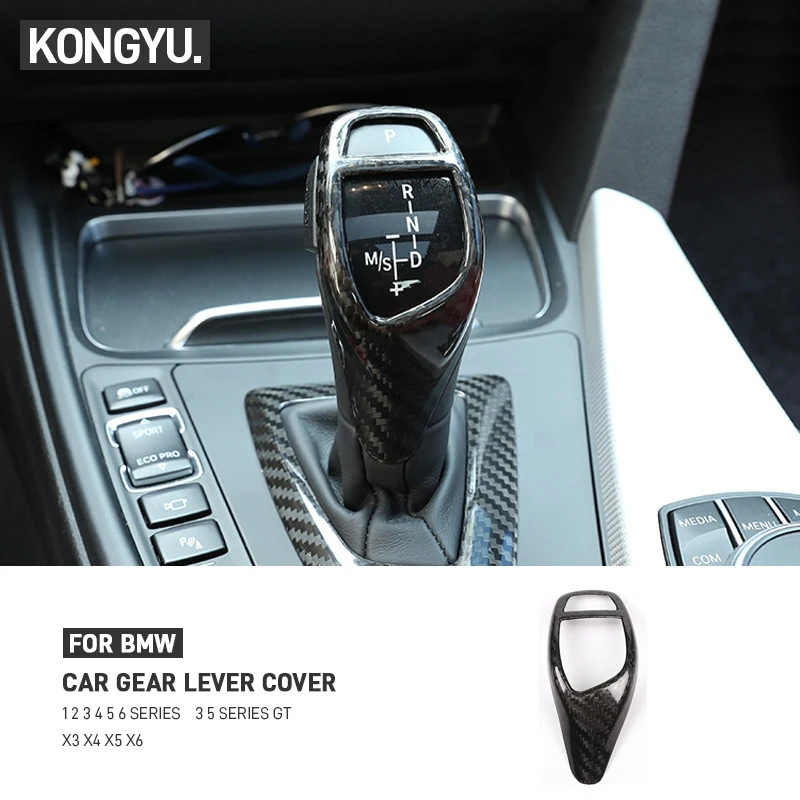 Car Real Carbon Fiber Shift Knob Cover Decoration Sticker For BMW 1 2 3 4 5 6 Series X3 X4 X5 X6 F30 F32 F25 F26 F15 F16 F07 F01