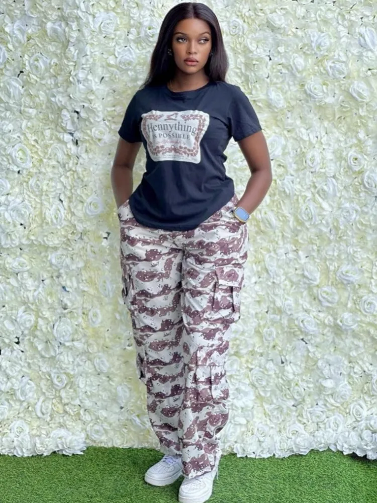 

2 Pieces Women's Sets 2025 Spring Summer Pocket Pullover Suit Short Sleeve Tops And Pants Suits Two Piece Set Tracksuit Outfit