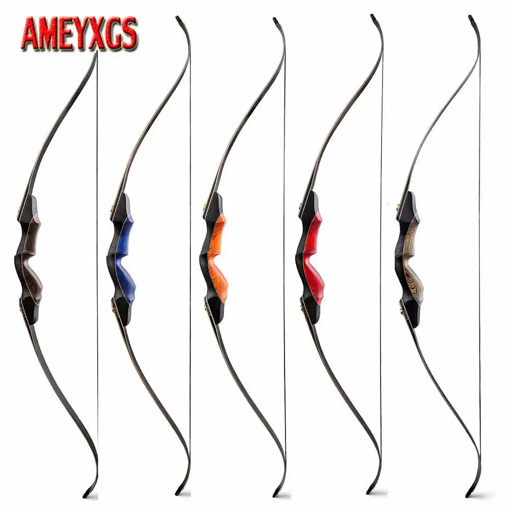 40-60lbs Archery Hunting Recurve Bow Split Bow Takedown Lamination Bow Wood Grip Right Hand for Outdoor Shooting Target Practice