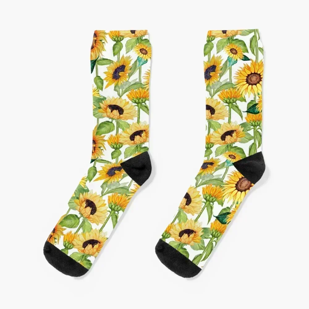 

sunflower art , watercolor Socks floral retro winter thermal Hiking boots Socks For Man Women's