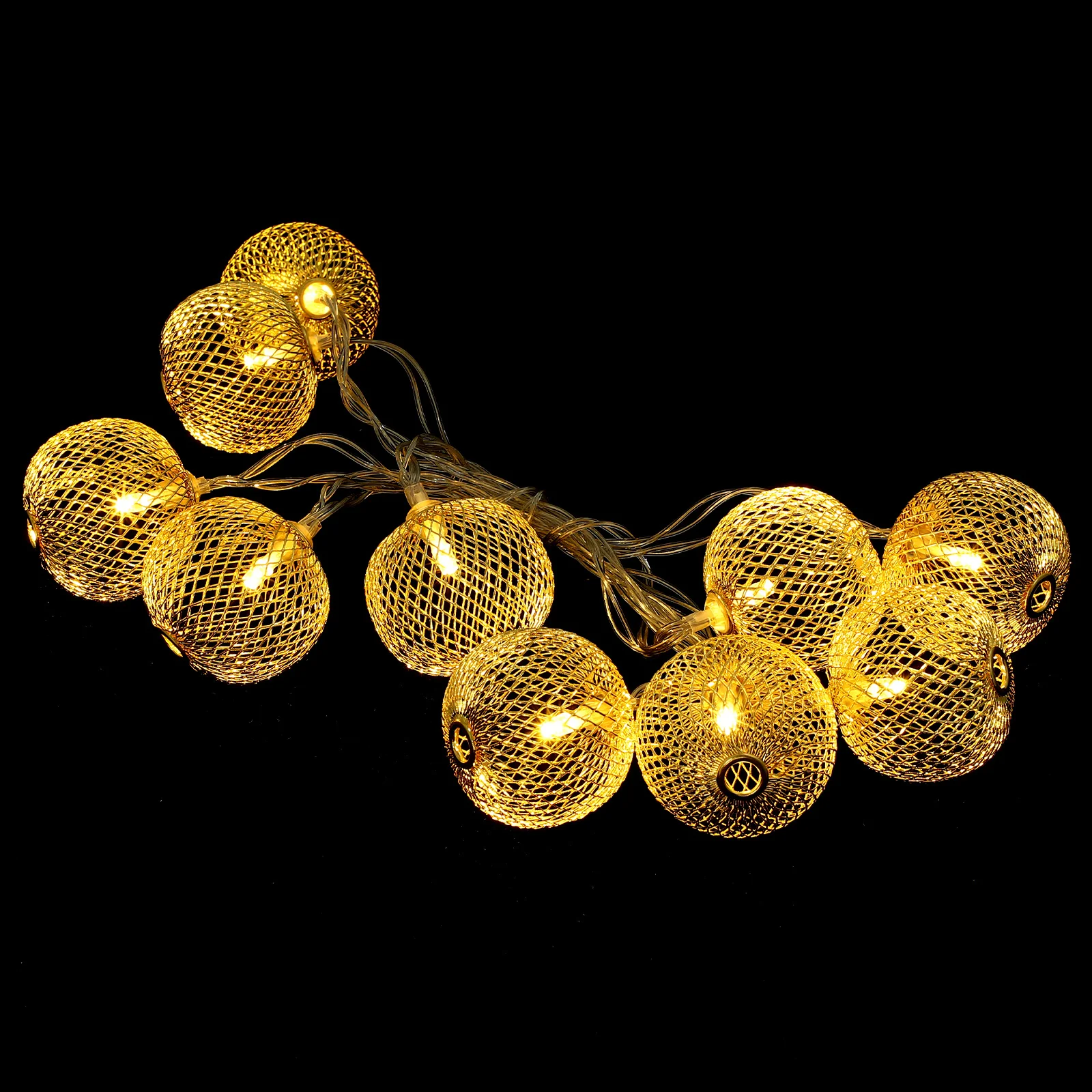 

Iron Craft Ball Lantern String Light Warm Glow Festival Decoration Powered Christmas Lamp Ornament Xmas Light For Party