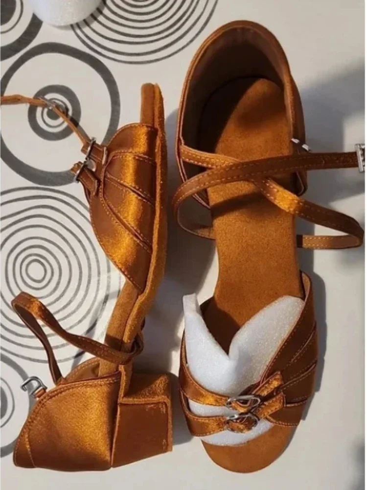HROYL Dziecięce buty do tańca dla dziewczynek, dzieci, kobiet, sandały do tańca latynoamerykańskiego, damskie buty do tańca towarzyskiego, nowoczesnego, tanga, buty do tańca salsa, buty do ćwiczeń. — 2