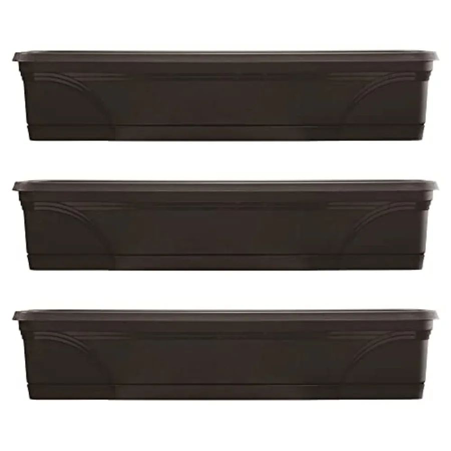 

SPAT-MB3612BK 36-Inch Medallion Hanging Windowsill Garden Box Planter Black 3 Pack