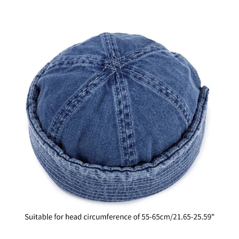 Vintage Beanie Hat Jeans Hat Hat Brimless Hat Adjustable Hip-Hop Skullcap Hat All-match for Female Male