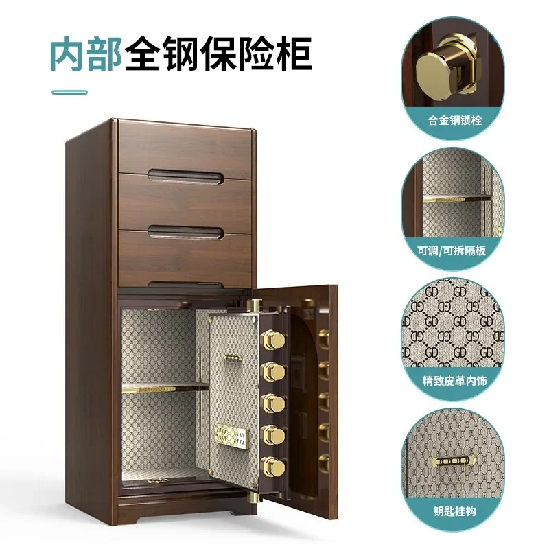 Solid wood invisible safe household small fingerprint anti-theft living room and bedroom display storage hidden