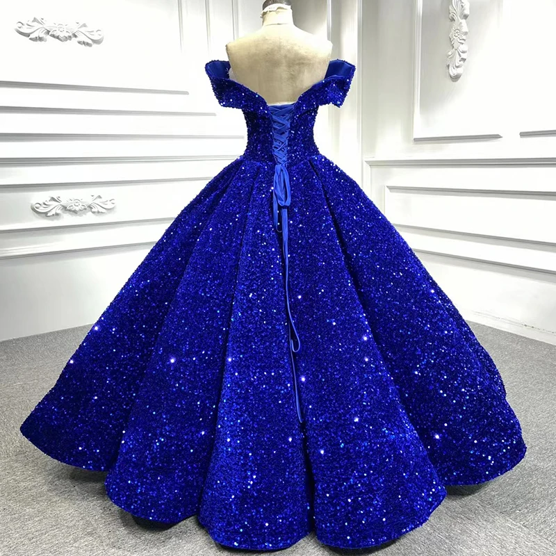 RSM66536 Sleeveless Off Shoulder Evening Dresses For Occasion  Elegant Plain Wedding Dress Sequined Wedding Party Dresses שמלות