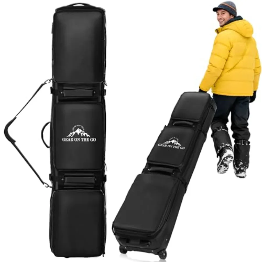 

Rolling Ski Bag for Air Travel Snowboard Bag with Wheels 900D Extendable 155-185CM Wheeled Ski Bag All-Round Padded Protection