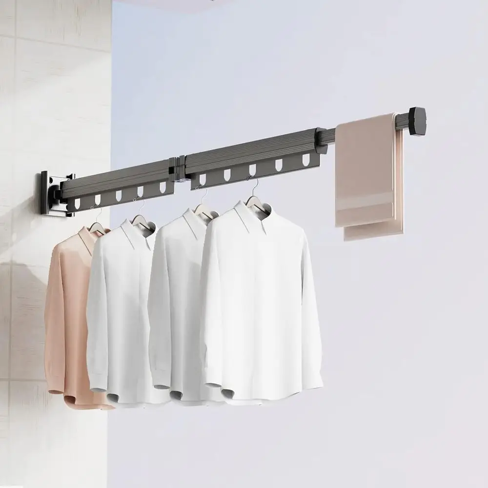 

Compact Retractable Clothes Drying Rack, Wall-Mounted Space-Saver for Indoor & Outdoor, Perfect for Balcony, Bathroom, and Patio