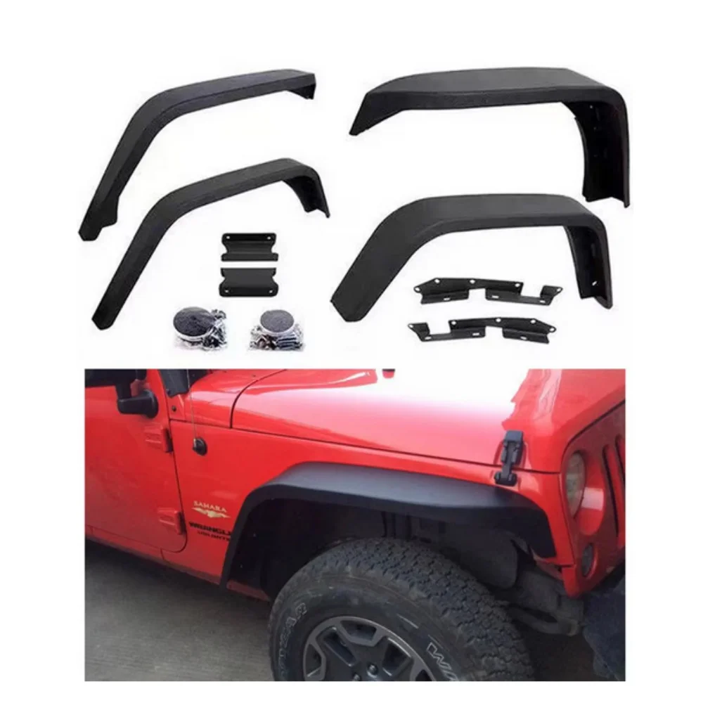 1Set Black Aluminum Alloy Avenger Front Rear Fender Flares For Jeep Wrangler JK 2007-2017 J141