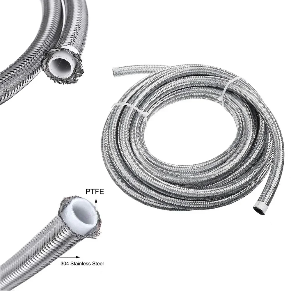 3 метра AN3-AN16 шланг для топливного мазута, PTFE, линия газового охладителя, трубка из нержавеющей стали 304, плетеная, высокая термостойкость