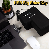 Big USB Enter Key Anti Stress Computer Huge Button Return Key Decompress Button For Programmer Desktop Pillow Stress Relief Toy