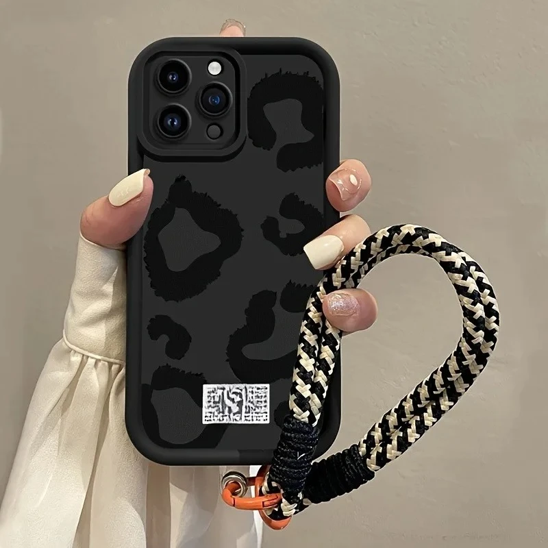 

Чехол для телефона с ремешком и принтом для iPhone 17 Pro Max 11 12 13 14 15 16 Pro X XS XR 7 8 Plus 16E 17Air, мягкий чехол