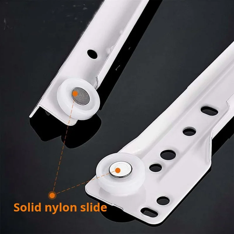 Furniture Silent Roller Guide White Bottom Support Cabinet Drawer Rail Two Section Wheel Rail Bottom Support Rail Sliding Rail