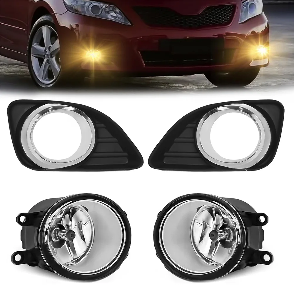 Halogen Fog Lights for Toyota Camry 2010 2011 Fog Lamps Assembly Replacement Include Switch & Wiring Harness Plug and Play