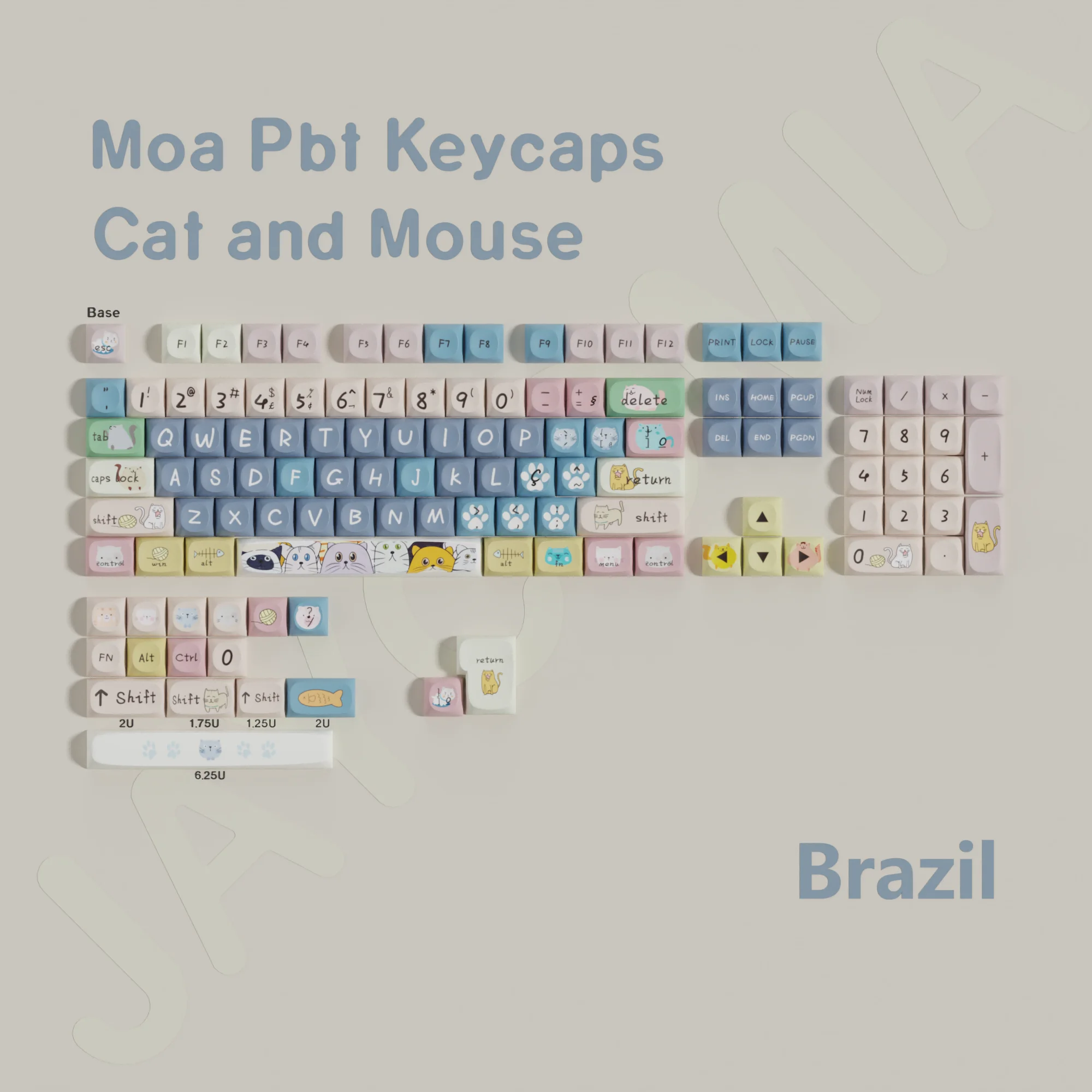 Moa Pbt Keycaps Frans Duits Spaans Abnt2 Koreaanse Engelse Keycap Dye Sub Cartoon Voor Iso Layout Mechanisch Toetsenbord Fr Es De Kr