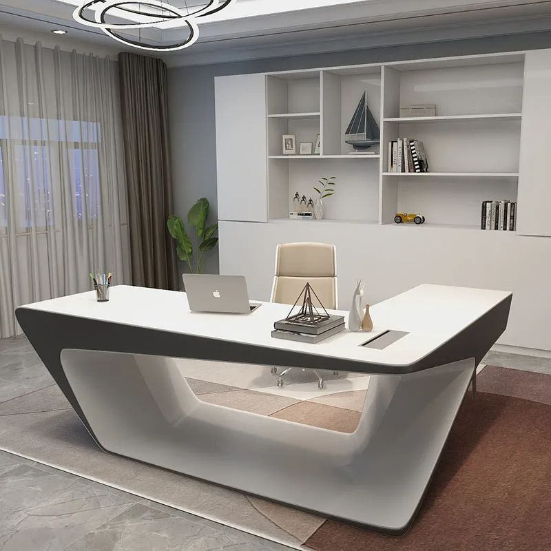 

White Paint Boss Table Technology Executive Desk Male And Female President Desk Modern Fashion Medical Beauty Consultation Table