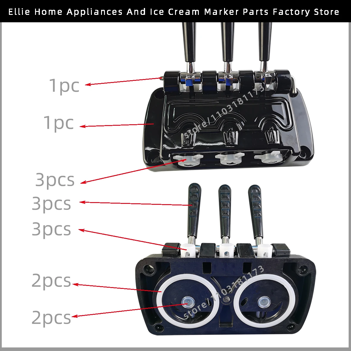 Full Set Of Front Panel Block Discharge Valve Door Accessories For YKF VEVOR Commercial Soft Serve Ice Cream Machines