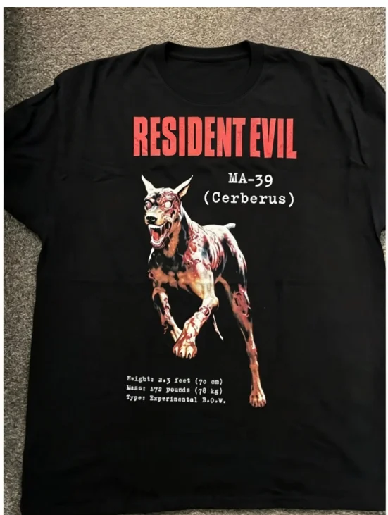 2026 Men Black Cotton T Shirt Crew Neck Retro Horror Mutant Dog Character Graphic Print Short Sleeve Tee Dark Streetwear Tops
