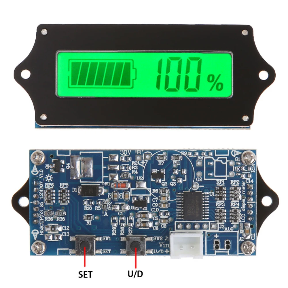 12/24/36/48V LY6W Lead Acid Battery Capacity Indicator Blue LCD Digit Display Meter Lithium Battery Power Level Detector Tester