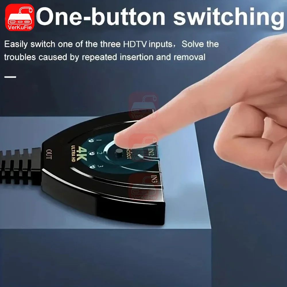 4K*2K 3ポートHDTV対応スイッチ 4K 3Dビデオスイッチャー KVMスプリッター 3入力1出力ポートハブ Xbox、PS4、DVD、PC、ラップトップ、テレビ用