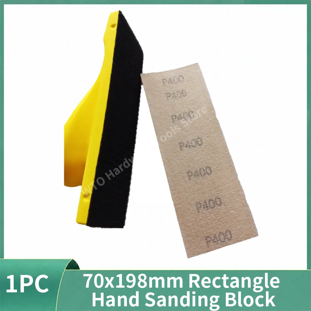 1PC 70 x 198mm Rectangle Hand Sanding Block, Hook & Loop Grinding Pad Compatible with Hook & Loop Sandpaper, Abrasive Sheets
