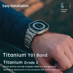 Titanium Band T01 Compatible for Apple Watch Ultra Band 42mm 44mm 45mm 49mm Business Strap for IWatch Series 9 8 7 6 5 4 Se 3 2