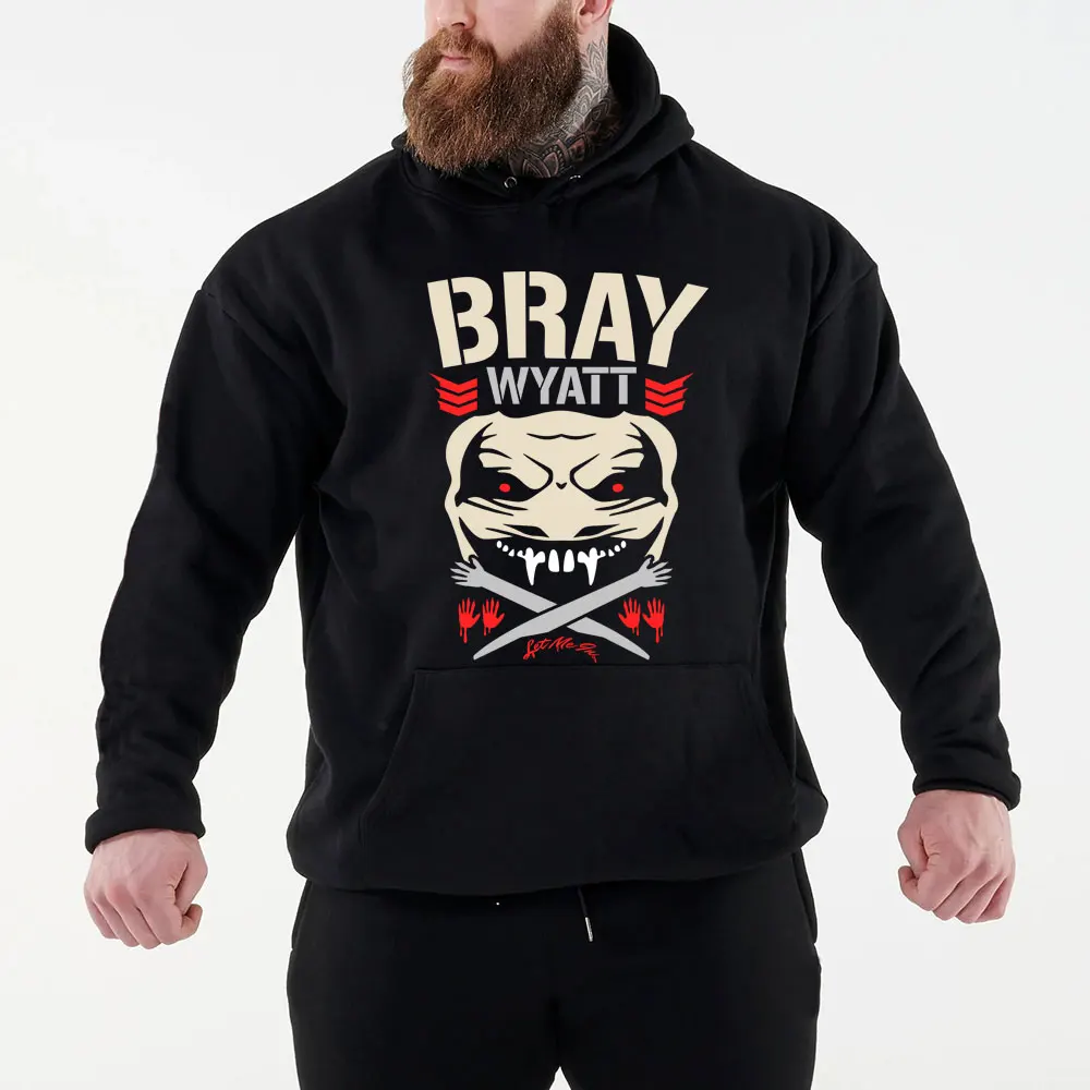 2024 Autumn/Winter New Famous Wrestler Bray Wyatt Men's Black Hoodie Street Sports Casual Pullover