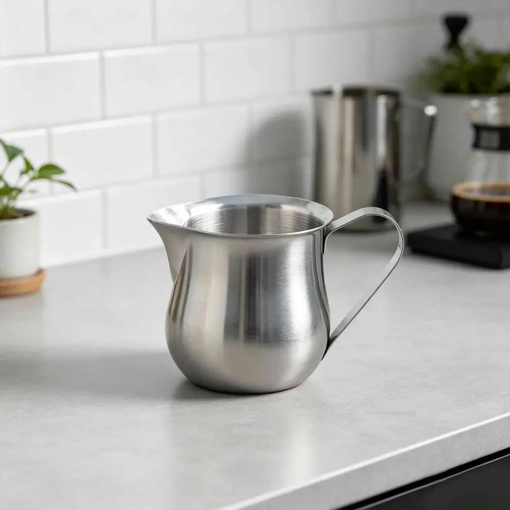 Coffee Latte Art Cup Coffee Latte Flow Control Cup Stainless Steel Bell Shaped Milk Pitcher with Pointed Spout for Espresso