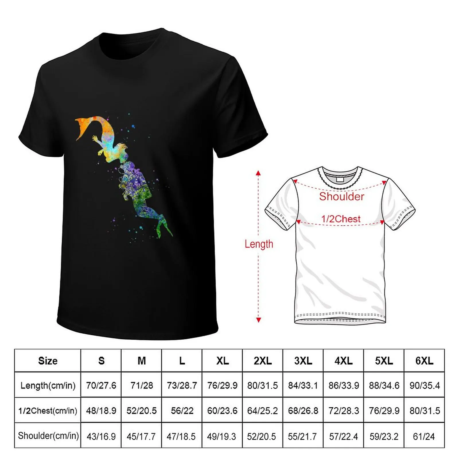 Mermaid kissing a sea diver T-Shirt oversized t shirt graphic t shirts Aesthetic clothing t shirt for men