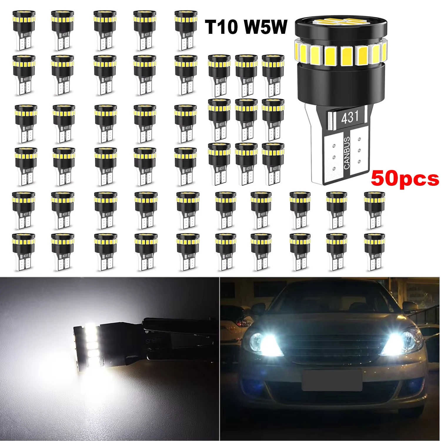 Katur 50pcs T10 W5W LED Reading Light Map Light Canbus No Error Plug and Play For Volvo XC60 XC90 S60 V70 S80 S40 V40 V50 XC70