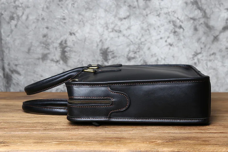 NZPJ Herren Aktentasche Leder Handtasche Retro Top Layer Rindsleder Laptoptasche Crazy Horse Leder Schulter Messenger Bag Luxustasche – Detail 10