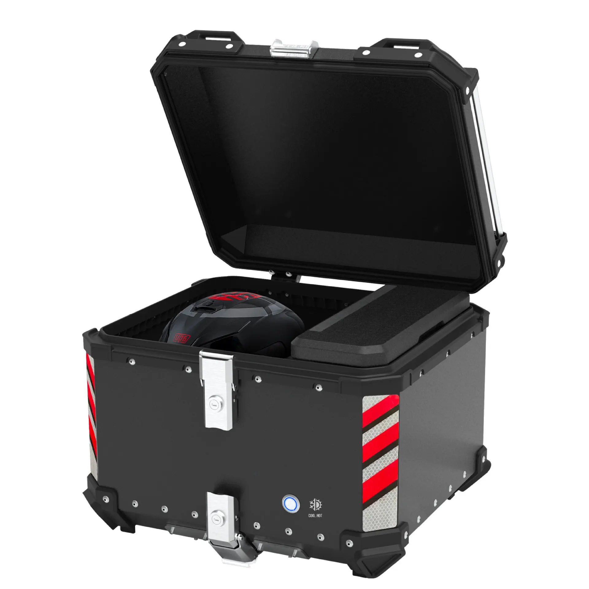 

Hot Quantity Heating And Cooling Incubator Alloy Top Box Motorcycle Acceptable 48L Aluminum Alloy Motorcycle Delivery Tail Box