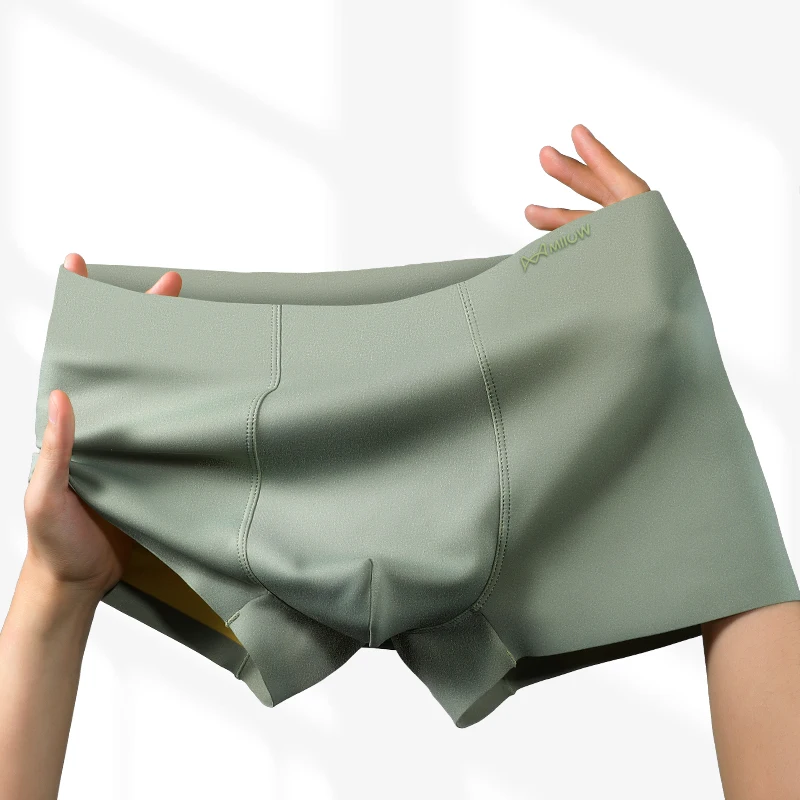 Men's antibacterial ice silk briefs, summer thin and breathable men's sports four-corner shorts