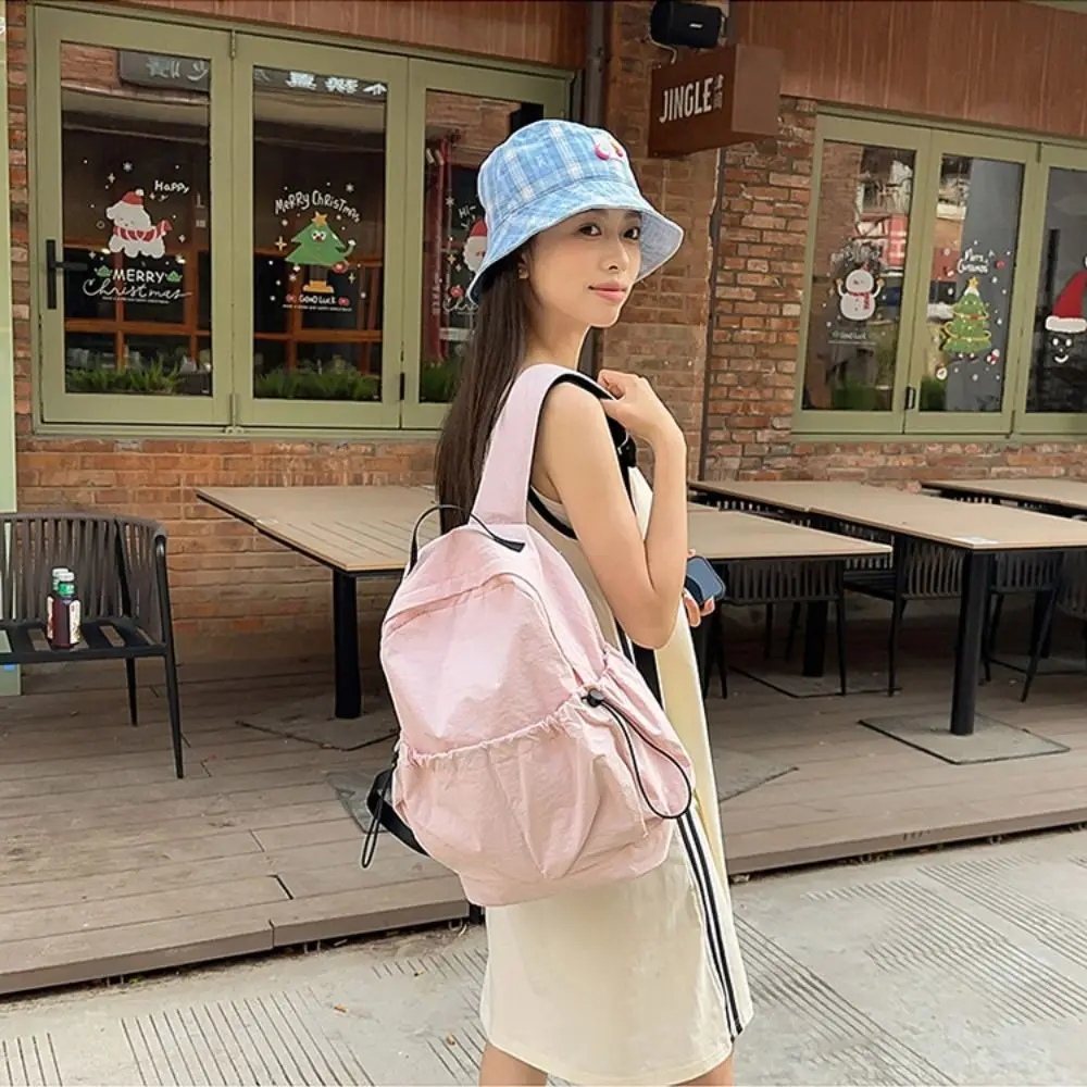 حقيبة ظهر رياضية بسيطة من النايلون، حقيبة يد بلون سادة، حقيبة كتف بلون سادة، حقيبة ظهر رياضية كاجوال للطلاب #3