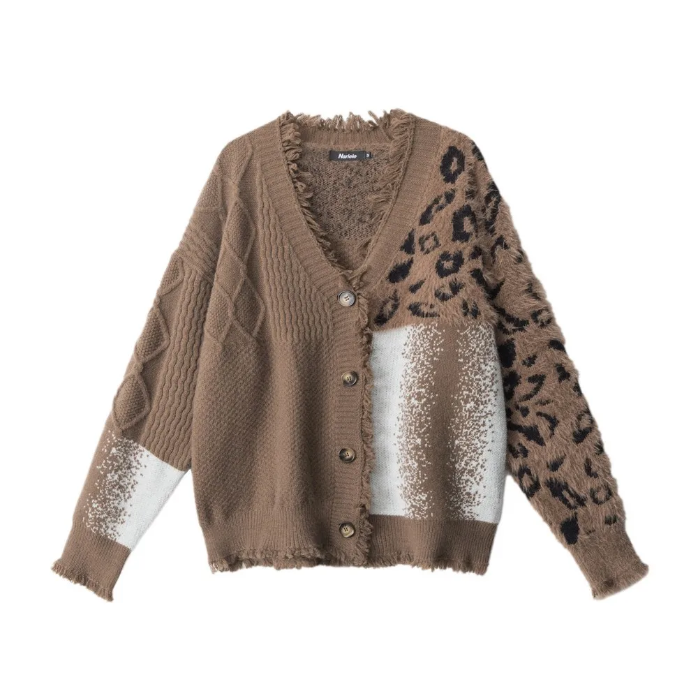 

Ripped Tassels Patchwork Aesthetic Grunge Goth Cardican Sweaters Coats Knitted Women Girls' Winter Clothes Knitwear Streetwear