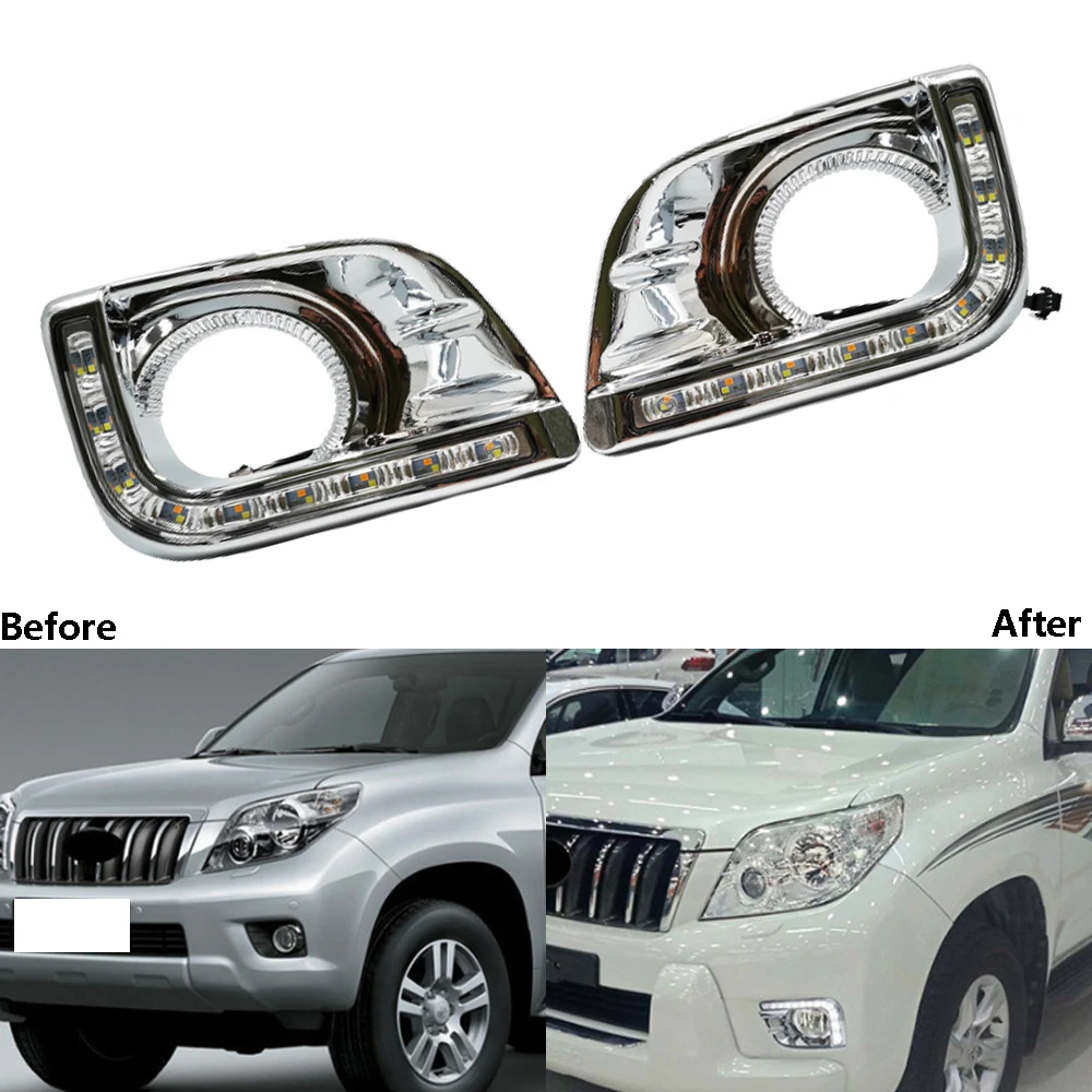 

2pcs Daytime Running Fog Lamp LED DRL Light for TOYOTA Prado 2700 LC FJ150 2010 2011 2012 2013 Car Accessories