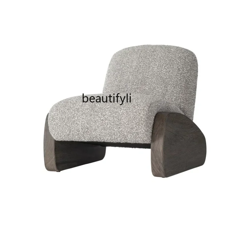 

ss K178 ss25 Wabi Sandy Wind Solid Wood Sofa Chair Chinese Retro Hotel Homestay Model Room Leisure Chair, Single Chair