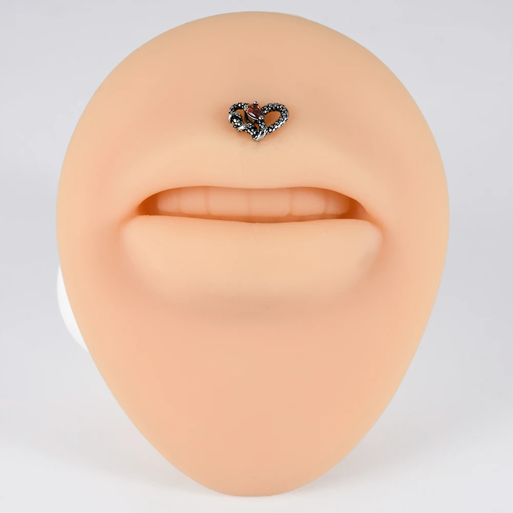 الفولاذ المقاوم للصدأ الأحمر الزركون الحاجز الفرس الشر الأذن الزنمة اللولب القرط الشفاه الدائري الحلمة الدائري الصناعية ثقب مجوهرات للجسم #2