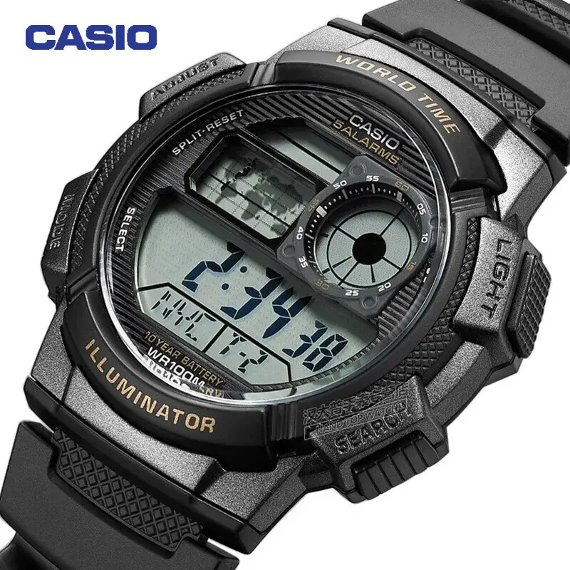 Casio AE-1000W/1500W/1100WSports Watch Multifunctional Guide Date Stopwatch Student Male Watch Outdoor Waterproof Male Digital