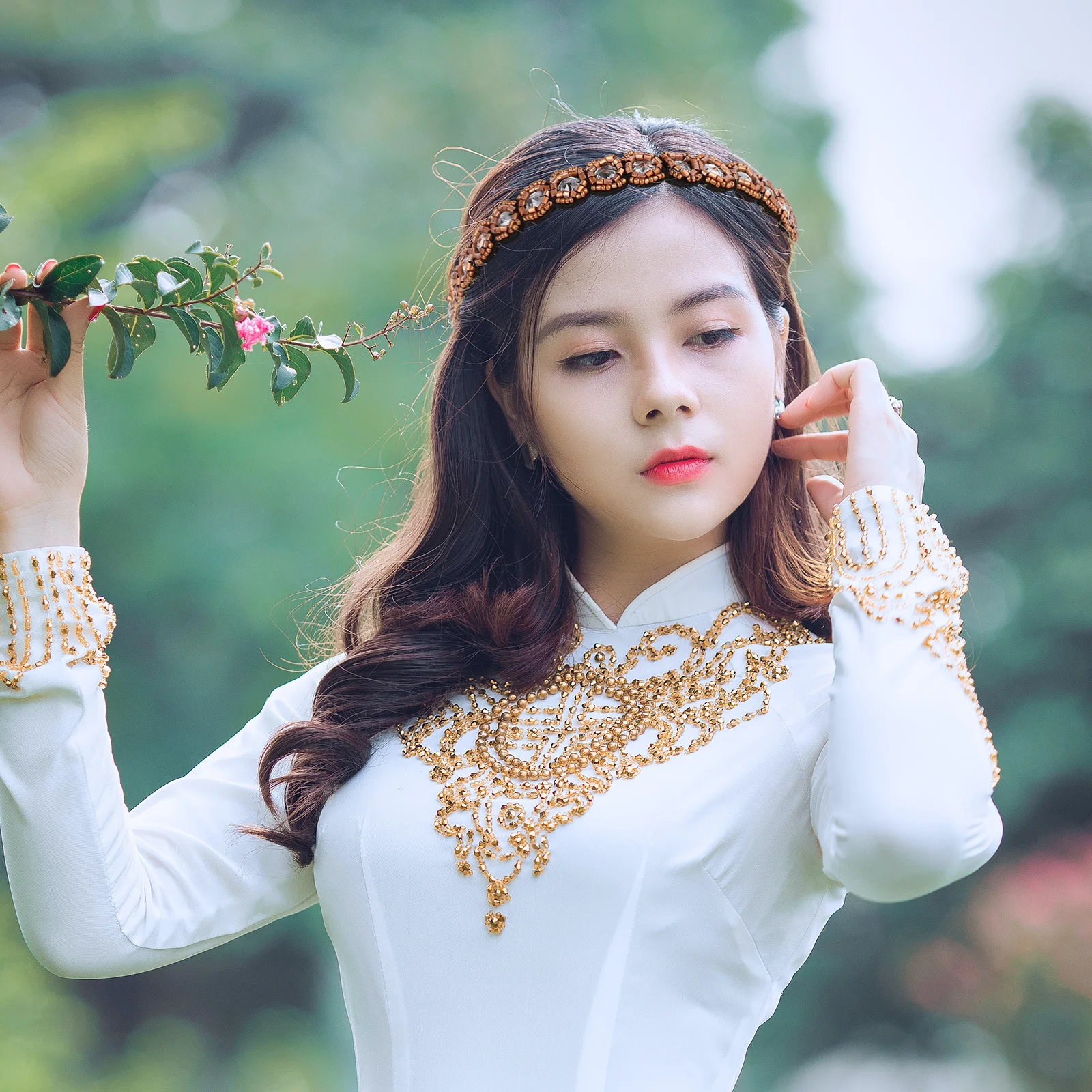 

Glass Studded Rhinestone Hair Band Beaded Headpiece Wedding Party Headband Bohemian Holiday Head Crown Rhinestone Head Garland