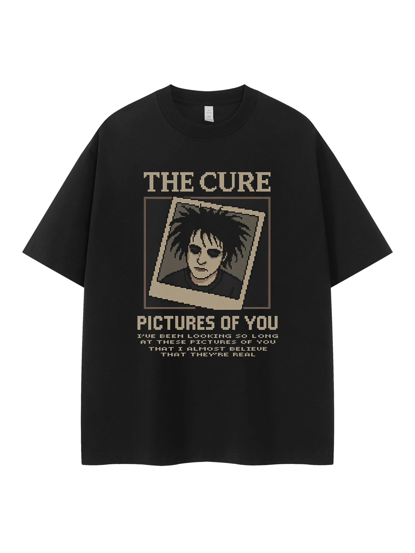 Retro American Street Style Rock Band Portrait T-Shirt Loose Fit round Neck Short Sleeve Pure Cotton Comfortable Casual Top