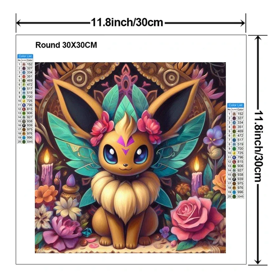 البوكيمون Umbreon Eevee 5d كامل الماس اللوحة أطقم الخيال Eevee الكرتون الحيوانات فسيفساء عبر غرزة ديكور المنزل هدية #3