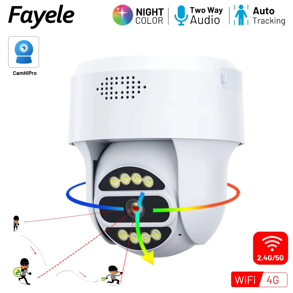 Seguridad para el hogar 4MP WIFI mini cámara domo PTZ Pan Tilt 4X ZOOM Digital visión nocturna a Color Audio bidireccional cámara de vigilancia inalámbrica