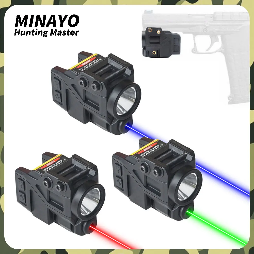 Tactical High Lumen 600lm LED Flashlight and Green Laser Sight Combo for Self Defense G2 G3 Pistol Glock 17 19 Lanterna G2C