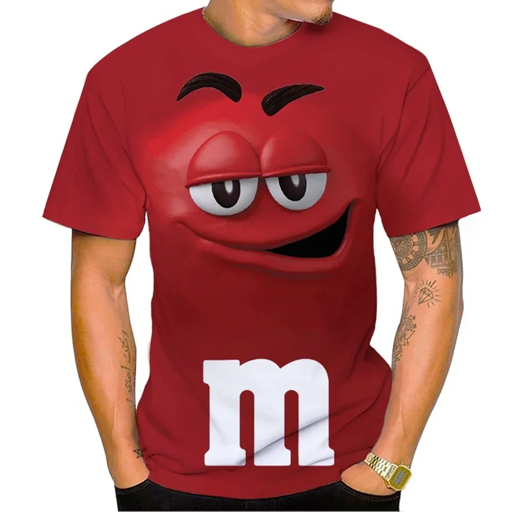 M&m's Chocolate Beans 3D Printed T-shirt Fashion Casual Round Neck Men and Women Cute and Funny Short-sleeved Children Tees Tops