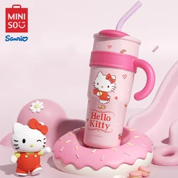 MINISO My Melody Cartoon Children Cup Sanrio Cute 1200ML Insulated Water Bottle Hello Kitty Large Capacity Straw Thermos Cup